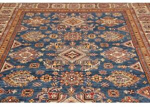 Tappeto Kazak Fine Geometrico Blu Beige 242x313 Cm