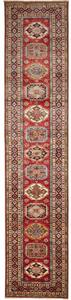 Tappeto Kazak Fine Stilizzato Rosso Blu Corsia 82x401 Cm