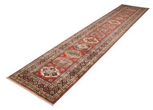 Tappeto Kazak Fine Stilizzato Rosso Blu Corsia 82x401 Cm