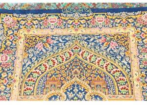 Tappeto Ghom Seta Floreale Blu Beige 59x97 Cm