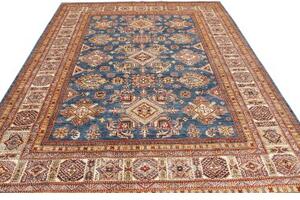 Tappeto Kazak Fine Geometrico Blu Beige 242x313 Cm