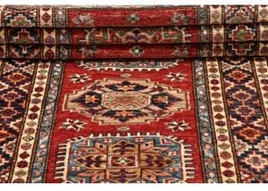 Tappeto Kazak Fine Geometrico Rosso Blu Corsia 82x400 Cm