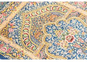 Tappeto Ghom Seta Floreale Blu Beige 59x97 Cm