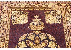 Tappeto Ghom Seta Medaglione Floreale Blu Scuro Beige 61x90 Cm
