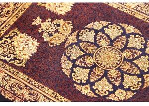 Tappeto Ghom Seta Medaglione Floreale Blu Scuro Beige 61x90 Cm