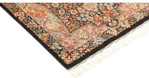 Tappeto Ghom Seta Medaglione Floreale Nero Azzurro 58x90 Cm