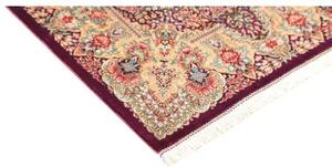 Tappeto Ghom Seta Medaglione Floreale Viola Porpora Avorio 61x94 Cm