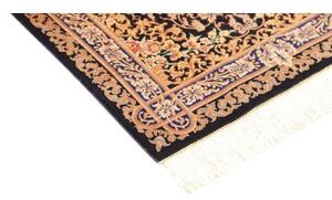 Tappeto Ghom Seta Medaglione Floreale Blu Scuro Beige 60x90 Cm