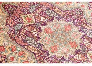 Tappeto Ghom Seta Medaglione Floreale Viola Porpora Avorio 61x94 Cm