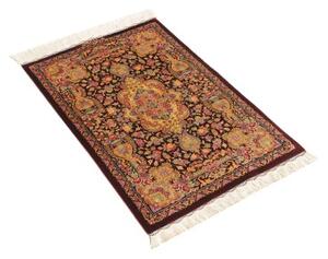 Tappeto Ghom Seta Medaglione Floreale Bordeaux Multicolore 60x90 Cm