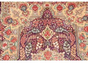 Tappeto Ghom Seta Medaglione Floreale Viola Porpora Avorio 61x94 Cm