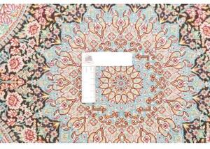 Tappeto Ghom Seta Medaglione Floreale Nero Azzurro 58x90 Cm