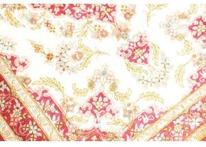 Tappeto Ghom Seta Medaglione Floreale Avorio Rosso 60x87 Cm