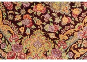 Tappeto Ghom Seta Medaglione Floreale Bordeaux Multicolore 60x90 Cm