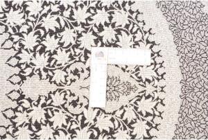 Tappeto Ghom Seta Medaglione Floreale Nero Avorio 61x91 Cm