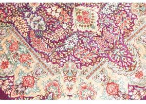 Tappeto Ghom Seta Medaglione Floreale Viola Porpora Avorio 61x94 Cm