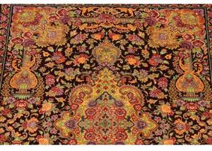 Tappeto Ghom Seta Medaglione Floreale Bordeaux Multicolore 60x90 Cm