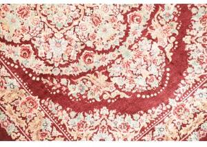 Tappeto Ghom Seta Medaglione Floreale Rosso Bordeaux Beige 61x91 Cm