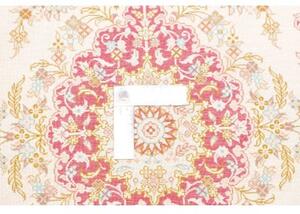 Tappeto Ghom Seta Medaglione Floreale Avorio Rosso 60x87 Cm