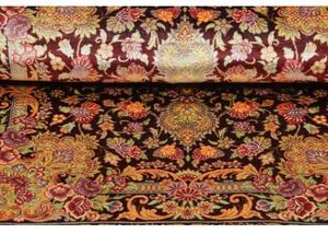 Tappeto Ghom Seta Medaglione Floreale Bordeaux Multicolore 60x90 Cm