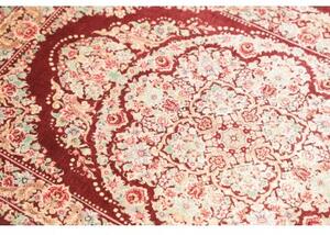 Tappeto Ghom Seta Medaglione Floreale Rosso Bordeaux Beige 61x91 Cm