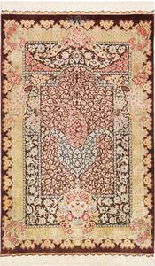 Tappeto Ghom Seta Floreale Marrone Beige 60x92 Cm