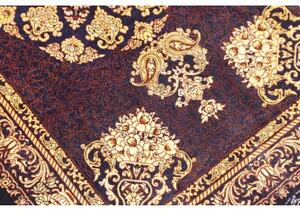 Tappeto Ghom Seta Medaglione Floreale Blu Scuro Beige 61x90 Cm