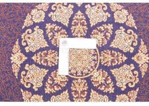 Tappeto Ghom Seta Medaglione Floreale Blu Scuro Beige 61x90 Cm