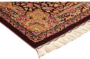 Tappeto Ghom Seta Medaglione Floreale Bordeaux Multicolore 60x90 Cm