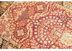 Tappeto Ghom Seta Floreale Bordeaux Avorio 63x94 Cm