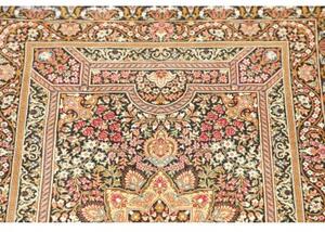 Tappeto Ghom Seta Medaglione Floreale Nero Rosso 62x90 Cm
