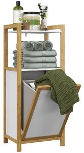 HOMCOM Mobile in bambù con cesto per il bucato bagno risparmio spazio - 2 mensole - dim. 40L x 30l x 86,5H cm