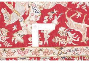 Tappeto Ghom Seta Figurativo Rosso Scuro Avorio 80x124 Cm