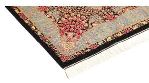 Tappeto Ghom Seta Medaglione Floreale Nero Azzurro 63x93 Cm