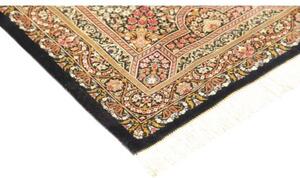 Tappeto Ghom Seta Medaglione Floreale Nero Rosso 62x90 Cm