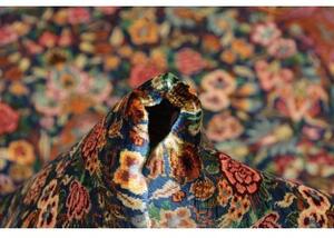 Tappeto Ghom Seta Medaglione Floreale Blu Cobalto Beige 80x117 Cm