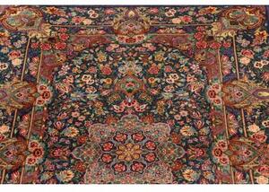 Tappeto Ghom Seta Medaglione Floreale Blu Cobalto Beige 80x117 Cm