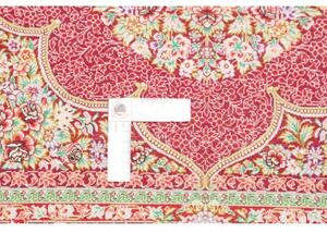 Tappeto Ghom Seta Medaglione Floreale Bordeaux Verde 81x118 Cm