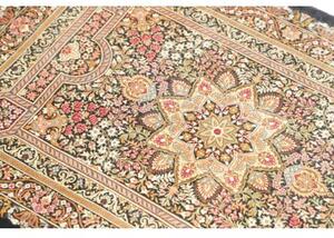 Tappeto Ghom Seta Medaglione Floreale Nero Rosso 62x90 Cm