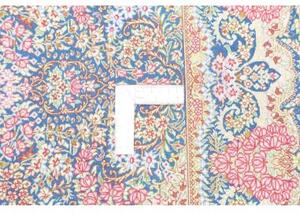 Tappeto Ghom Seta Medaglione Floreale Blu Rosso Corallo 81x120 Cm