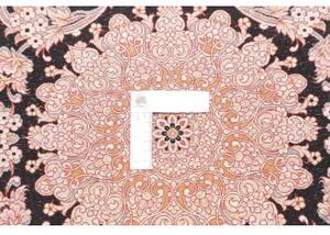Tappeto Ghom Seta Medaglione Floreale Nero Avorio 62x90 Cm