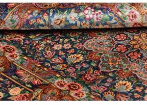 Tappeto Ghom Seta Medaglione Floreale Blu Cobalto Beige 80x117 Cm