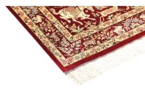 Tappeto Ghom Seta Figurativo Rosso Scuro Avorio 80x124 Cm