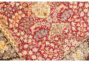Tappeto Ghom Seta Floreale Bordeaux Avorio 63x94 Cm