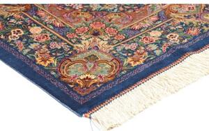 Tappeto Ghom Seta Medaglione Floreale Blu Cobalto Beige 80x117 Cm