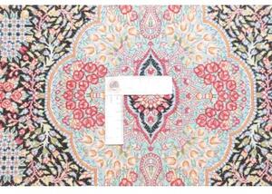 Tappeto Ghom Seta Medaglione Floreale Nero Azzurro 63x93 Cm