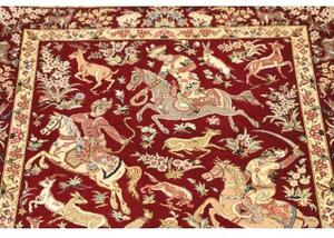 Tappeto Ghom Seta Figurativo Rosso Scuro Avorio 80x124 Cm