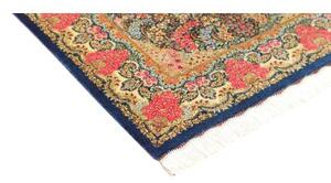 Tappeto Ghom Seta Medaglione Floreale Blu Rosso Corallo 81x120 Cm