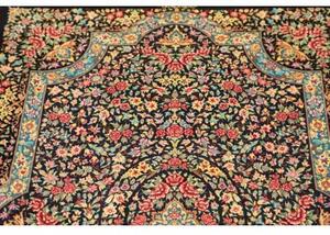 Tappeto Ghom Seta Medaglione Floreale Nero Rosso 78x120 Cm