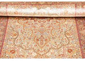 Tappeto Ghom Seta Medaglione Floreale Avorio Terracotta 79x123 Cm
